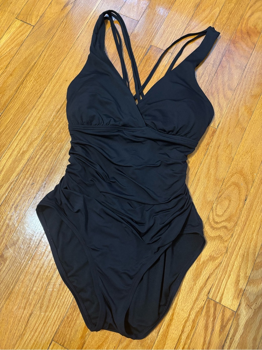 Jantzen Black One-Piece Swimsuit with V-Neck and Strappy Back